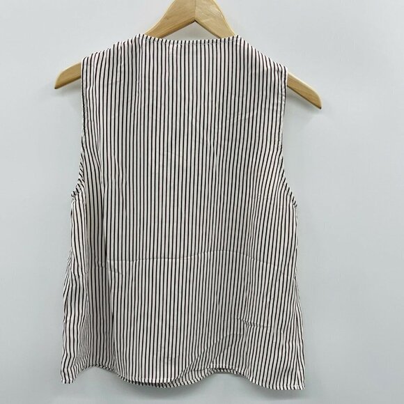 Line & Dot Womens Size Medium Sleeveless Striped Tasseled Cowl Neck Blouse 1318 - Picture 3 of 6